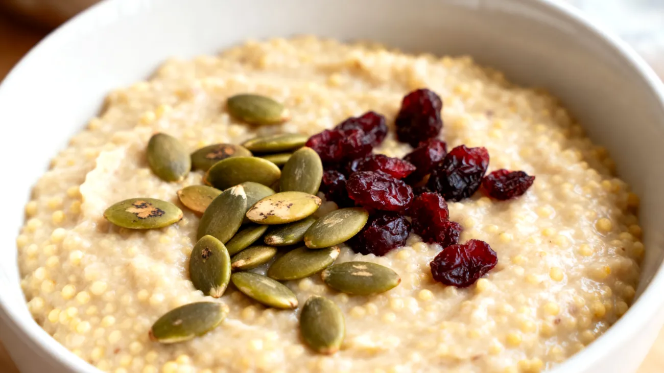 Porridge di miglio con semi di zucca e mirtilli rossi"